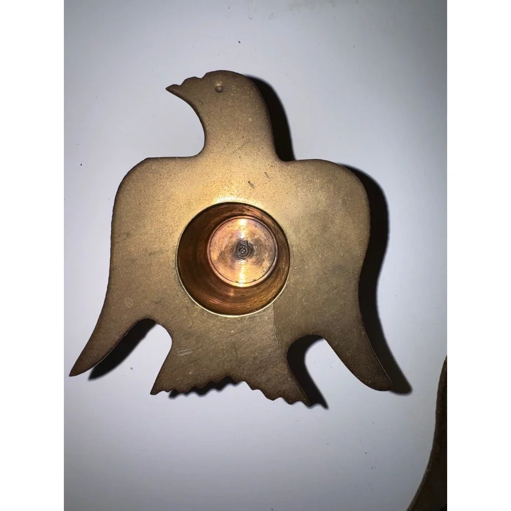 Vintage Solid Brass Bird Eagle Taper Candle Holders Set of 2 Mid Century Modern